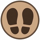 フロア誘導シール足形　丸　ブラウン