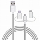 マイクロＢ＋ＴｙｐｅＣ＋ライトニング／１．２ｍ／白