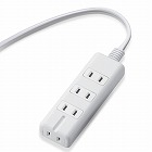 電源タップ　磁石　４個口（内３ピン１）　３ｍ　白