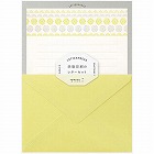 レターセット　活版　花ライン柄　黄　８６４７７