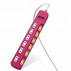 電源タップ　６個口　３ｍ　雷ガード　ピンク