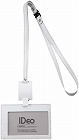 吊下げ名札ＩＤｅｏ革製　名刺ＩＤカード用ヨコ型　白