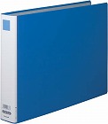 パイプ式ファイル片開青Ａ３横　背幅６５ｍｍ　４冊