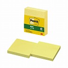 ポストイット　再生紙ノート７５×７５　イエロー２冊