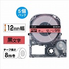 テプラ　ＰＲＯテープ　エコ　赤　１２ｍｍ　黒字×５