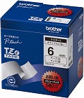 ピータッチ　ラミネート白色テープ　６ｍｍ黒文字５個