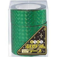 ホログラムテープ　２０ｍ　緑　１パック（３巻）