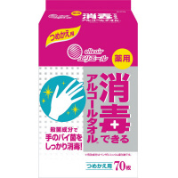 エリエール消毒できるアルコールタオル　詰替用７０枚