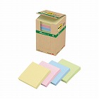 ポストイット　再生紙ノート　７５×７５　混色１２冊