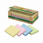 ポストイット　再生紙ノート　７５×５０　混色１２冊