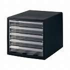 レターケース　浅型５段　ブラック　３個入