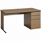 ワーキングデスク片袖奥７００幅１４００ウォルナット