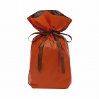 梨地ポリ巾着袋（底マチ付）　オレンジ　Ｍ　２０枚