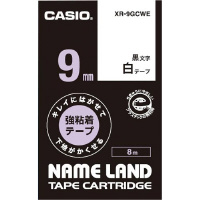 ネームランド　はがせる強粘着テープ白　９ｍｍ　黒字