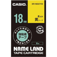 ネームランド　はがせる強粘着テープ黄１８ｍｍ黒文字