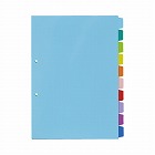 ＰＰ製カラー仕切カード　Ａ４縦２穴　１０山