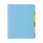 ＰＰ製カラー仕切カード　Ａ４縦３０穴　６山