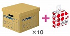 文書保存箱Ａ４用　フタ分離式１０個＋カラーラベル赤