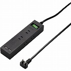 ３方向から挿せる６個口ＵＳＢタップ　ブラック