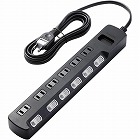 雷ガードタップ個別スイッチ６個口２．５ｍ　ブラック