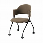 フランチェアクロスタイプ黒脚背座ベージュ２脚セット