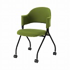 フランチェアクロスタイプ黒脚背座グリーン２脚セット