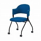 フランチェアクロスタイプ黒脚背座プルシアン青２脚