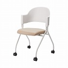 フランチェアレザータイプ白脚背カバー無　座薄茶２脚