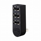 ＵＳＢハブ　２．０バスパワー　３ポート　直挿し　黒