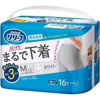 リリーフパンツまるで下着３回分ホワイトＭ‐Ｌ×４