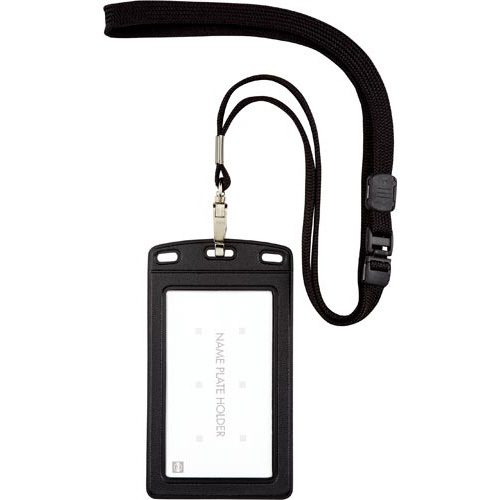 吊り下げ名札 レザー調 タテ名刺 黒