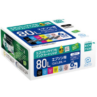 エコリカインク　エプソン　ＩＣ６ＣＬ８０Ｌ　６色