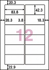 タックシールＡ４　連続給紙タイプ　１２面１０００枚