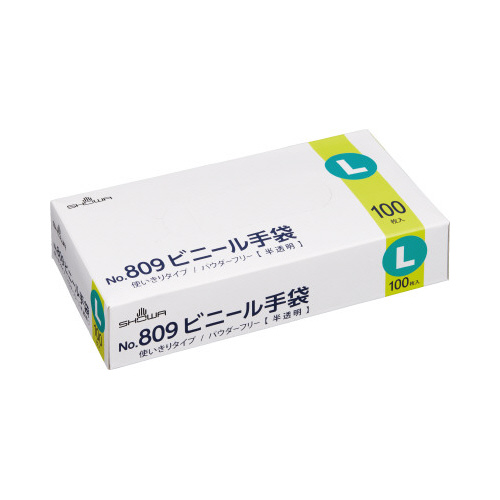 NO.809 ビニール手袋 Lサイズ 100枚入
