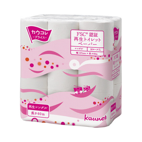 FSC再生トイレットペーパー シングル60m18個