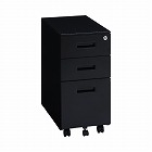 スチールデスクワゴン３段スリム３００ブラック