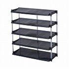 クリアシューズラック　トリプル５段　クリアグレー