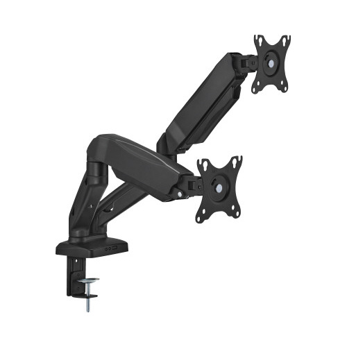 液晶モニターアーム ガススプリング横2画面BK