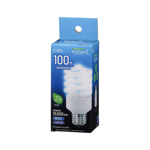 電球形蛍光灯 スパイラル E26 100形 昼光色 EFD25ED/18-SPB