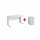 ＰＦデスク引出無１２００ＷＨワゴン３９０ＷＨセット