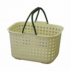 ドットバスケット浅型クリーム