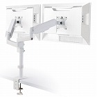 モニターアーム　デュアル　ガス式　支柱付　ホワイト