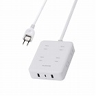 電源タップ　ＵＳＢ延長コード　８個口　ホワイト