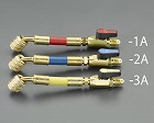 １／４”ｘ５／１６”　ボールバルブ付異径ホースアダプター（黄）