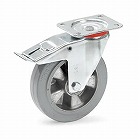 ２００ｍｍ　キャスター（自在金具／弾性タイヤ／ブレーキ付）