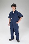 ［４Ｌ］　空調継ぎ作業服（送風ファン付／半袖ネイビー）