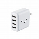 ＡＣ充電器　４．８Ａ　ＵＳＢ　４ポート　ホワイト顔