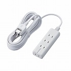 電源タップ　磁石　４個口（内３ピン１）　５ｍ　白