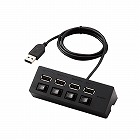 ＵＳＢＨＵＢ２．０／機能主義／個別スイッチ付／バスパワー／４ポート／１００ｃｍ／ブラック