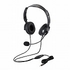 ４極ヘッドセットマイクロフォン／両耳／オーバーヘッド／折り畳み式／ブラック